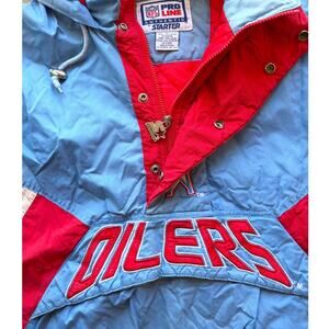 Houston Oilers 90s STARTER puffer Pullover 1/2 jacket L blue red NFL Pro vintage
